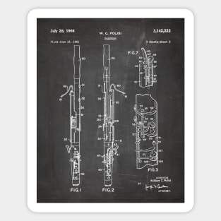 Bassoon Patent - Musician Classical Music Art - Black Chalkboard Sticker